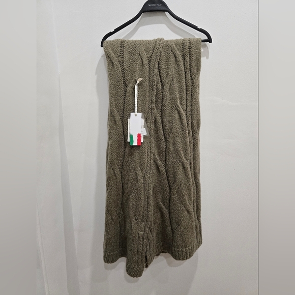 COCOGIO ITALY THROW BLANKET 50x60 Knit Olive Color - Picture 1 of 5